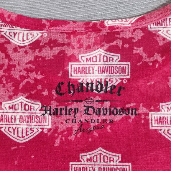 Harley-Davidson T-shirt women's size XXL pink with white graphic design slim fit - Picture 4 of 8